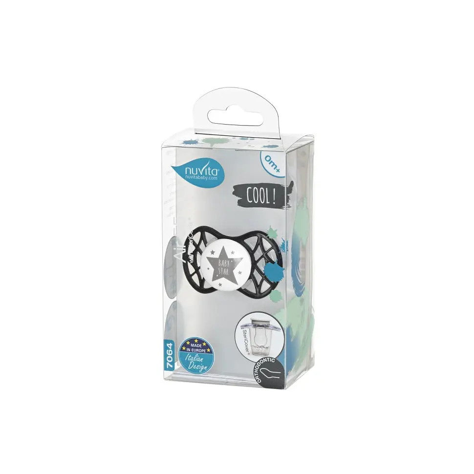 Пустушка Nuvita 7064 Air55 Cool ортодонтична 0m+ BABY STAR чорна NV7064IB - фото 5