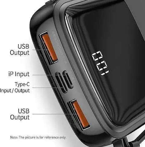 Внешний аккумулятор Baseus PPQD-B01 Qpow 10000 mAh с кабелем для iPhone черный - фото 4