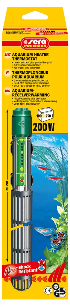 Обігрівач для акваріума Sera Precision Aquarium Heater з терморегулятором 200 Вт 30 см 08740