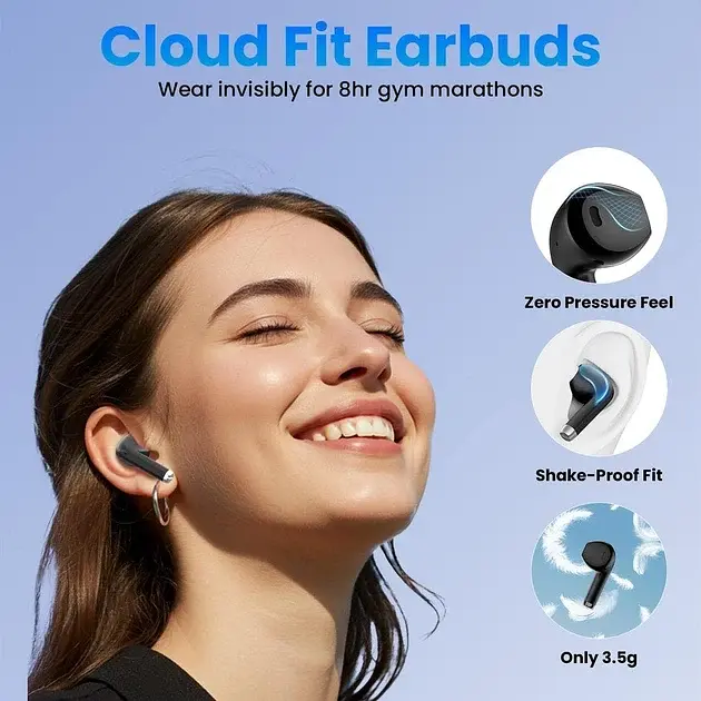 Беспроводные наушники S05-0699, Bluetooth 5.3, Deep Bass, 48г, LED-дисплей, IPX7, микрофон (Черные) - фото 5