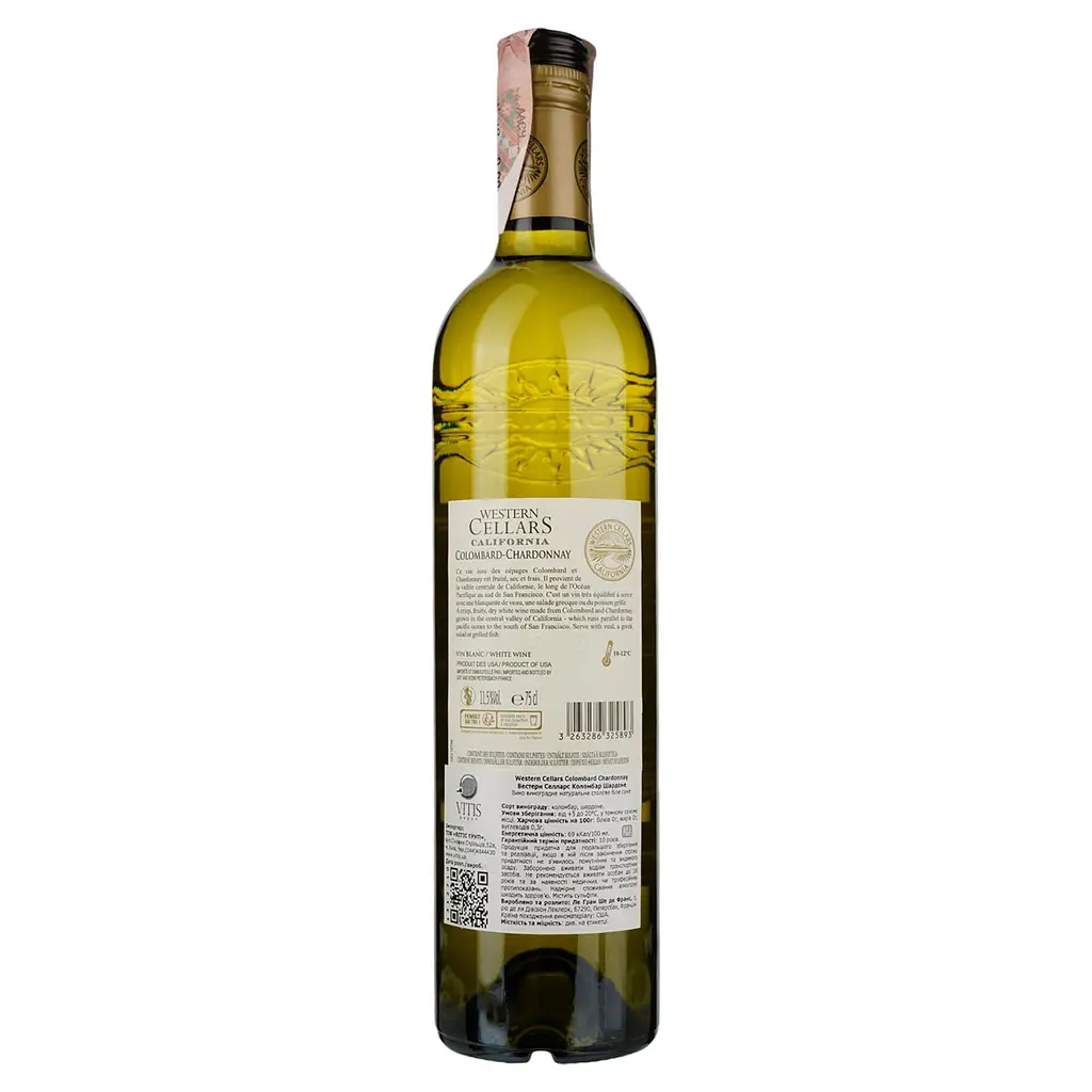 Вино Western Cellars Colombard - Chardonnay, белое, сухое, 11,5%, 0,75 л - фото 2
