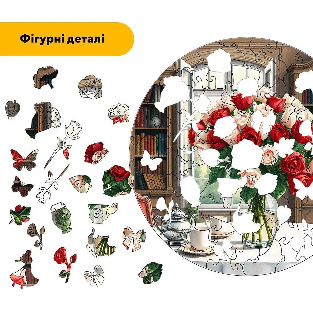 Пазл деревянный Букет Роз, А5, 35 элементов, Деревянная коробка - фото 3