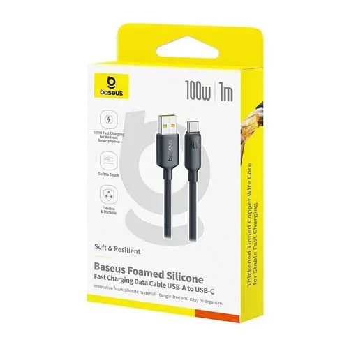 USB кабель Baseus Foamed Silicone USB to Type-C 100W 1m черный E0426800 - фото 2