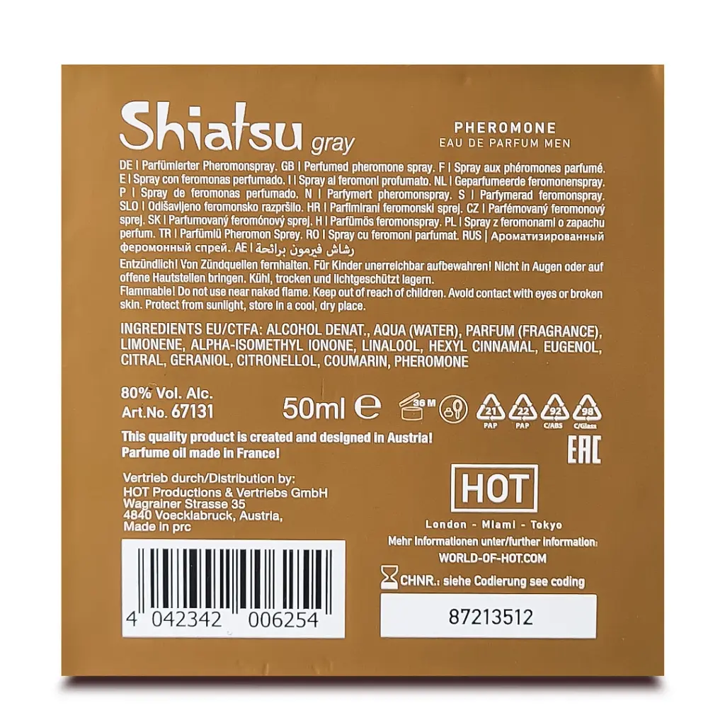 Парфуми чоловічі з феромонами Hot Shiatsu Pheromone Fragrance Men Grey 50 мл - фото 4
