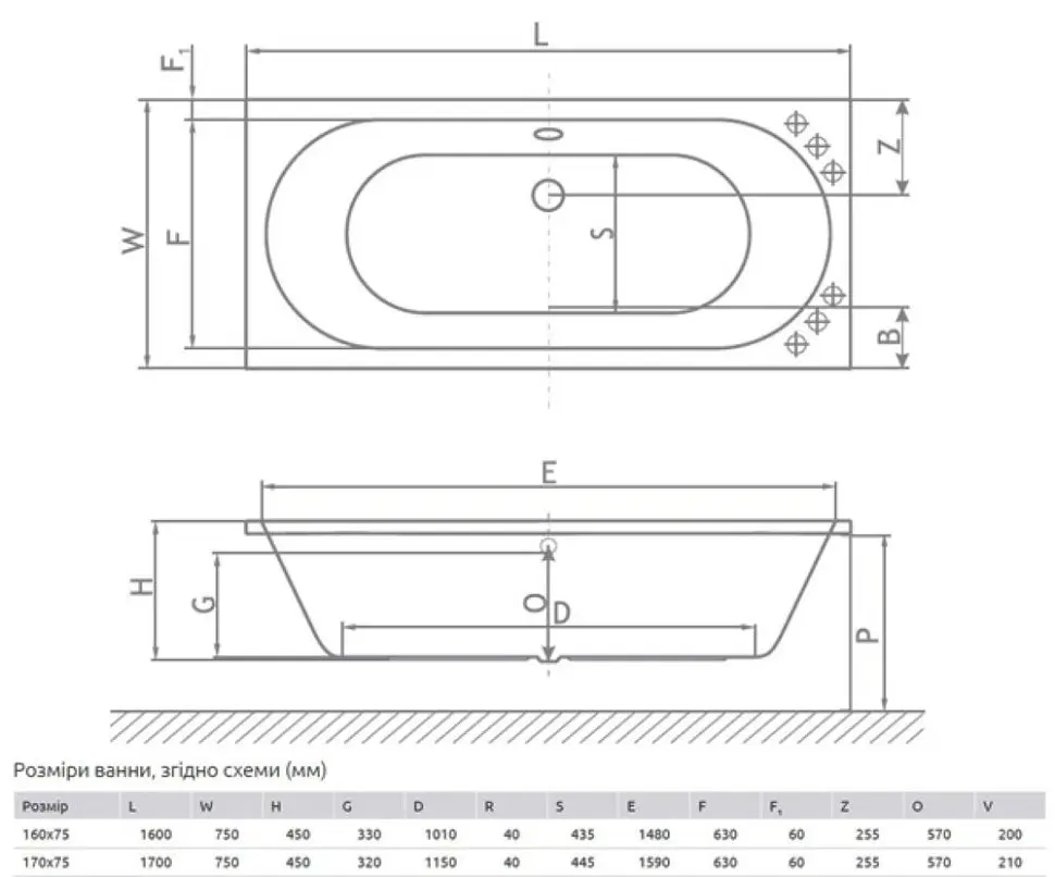 Ванна акриловая Radaway Melisa 170х75 отдельно стоящая с ножками + сифон (WA1-62-170x075S) - фото 2