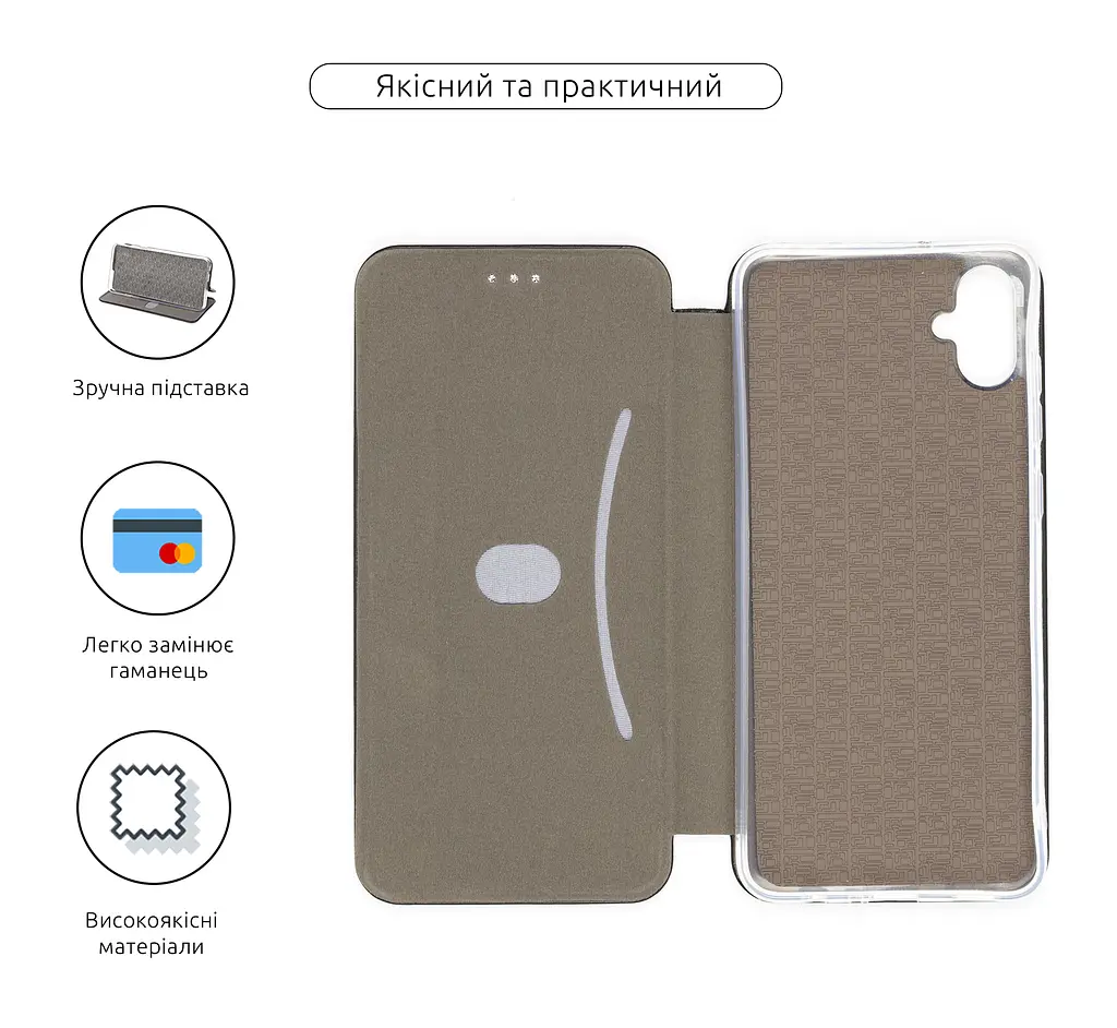 Чехол-книжка для Samsung Galaxy A05 (A055), G-Case, черный, кожаный чехол-книга из экокожи (PU) и TPU, с магнитом, с подставкой и вместительным кардхолдером, противоударный, защита всего корпуса, ArmorStandart (ARM71800) - фото 3
