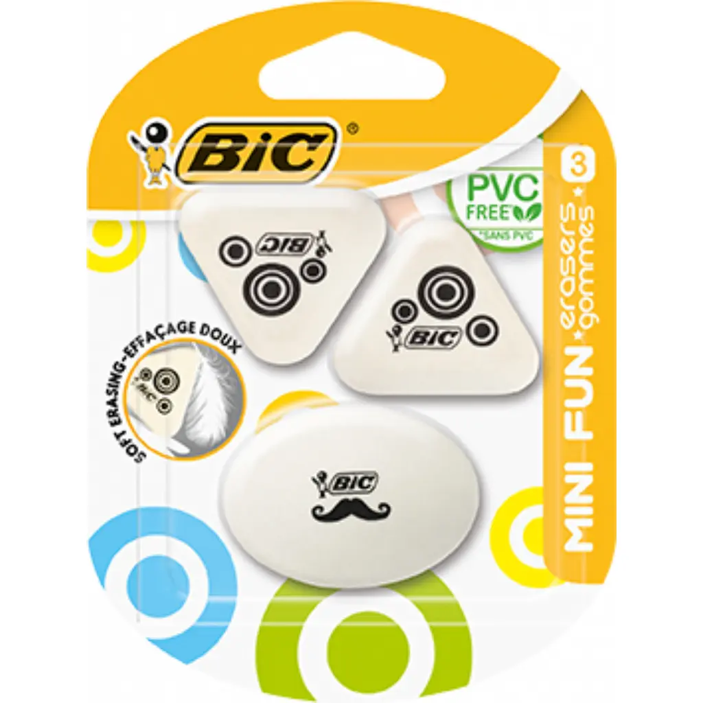 Гумка Bic Mini fun, 3 шт. у блістері (bc927870)