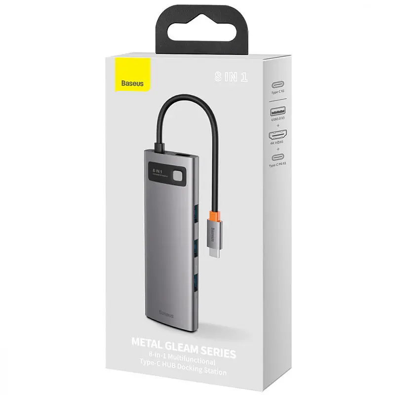 Перехідник HUB Baseus Metal Gleam Series 4-in-1 4xUSB3.0 (WKWG070013) Gray - фото 5