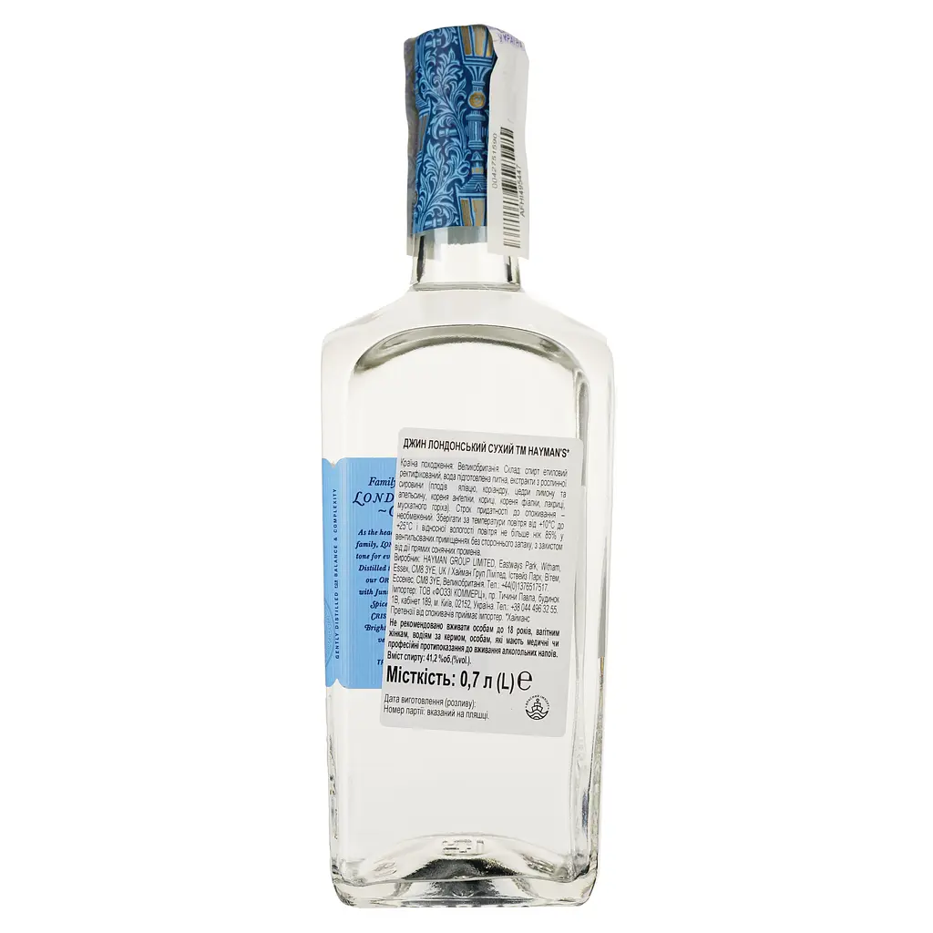 Джин Hayman's London Dry, 41,2%, 0,7 л - фото 2