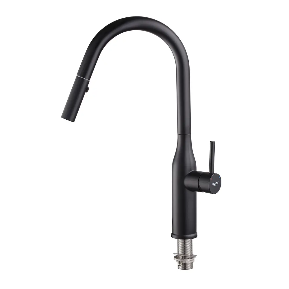 Смеситель для кухни с выдвижным изливом Koer KI-70004-05 KR3386 Черный матовый - фото 5