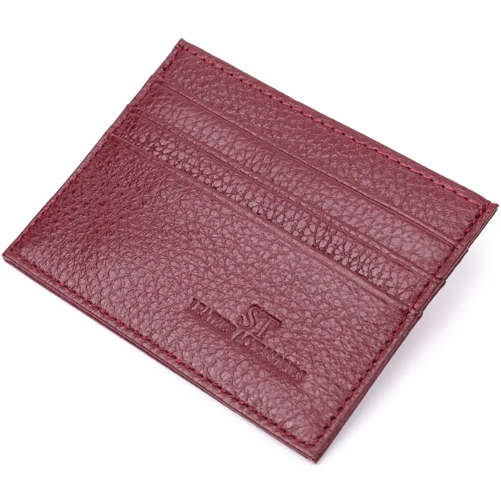 Практичний кард-кейс із натуральної шкіри ST Leather 22446 бордовий