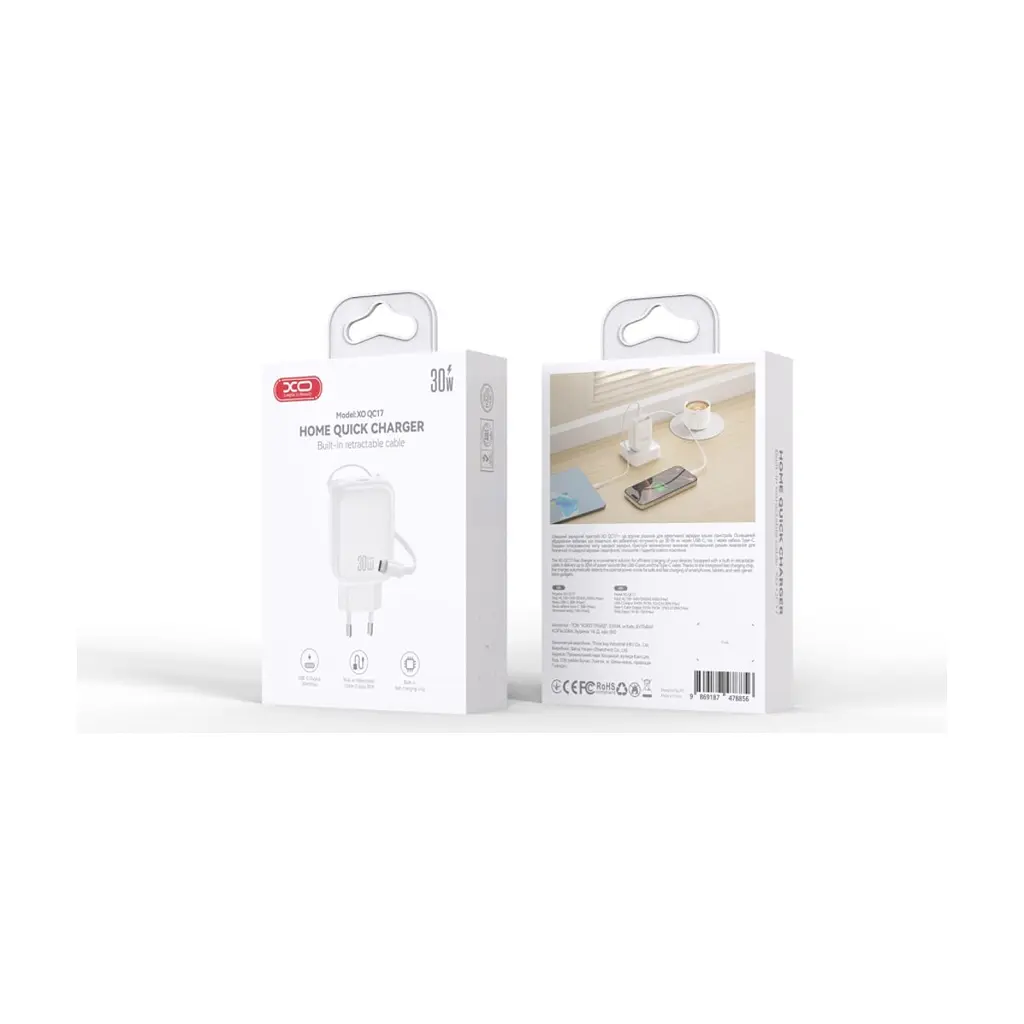 Зарядний пристрій XO 1xUSB-C PD30W GaN + cable USB-C to USB-C (XO-QC17) - фото 7