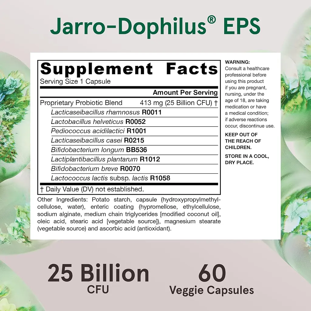 Пробіотики Jarrow Formulas Jarro-Dophilus EPS 25 млрд 60 капсул - фото 9