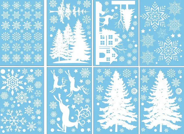 Набір новорічних наклейок на вікно New Year 1 13775 20×30 см 8 аркушів - фото 2