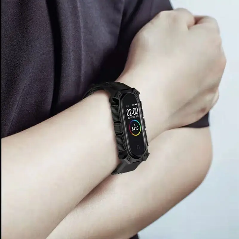 Ремінець Amazfeel для фітнес-браслета Mi Band 3, 4, 5, 6, 7 Armor design нейлоновий сірий - фото 3