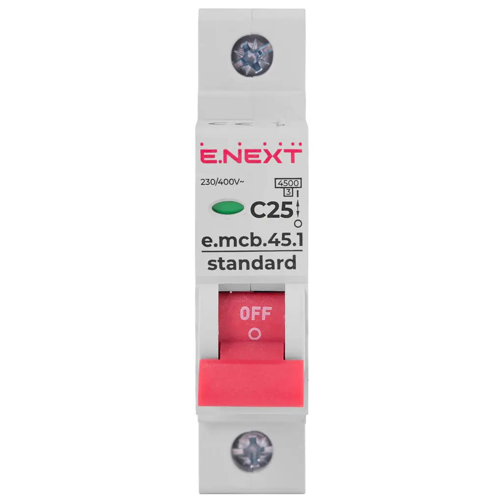 Автоматичний вимикач E.NEXT 1-п e.mcb.stand. 25А C ( 4,5кА) (s002010) - фото 2