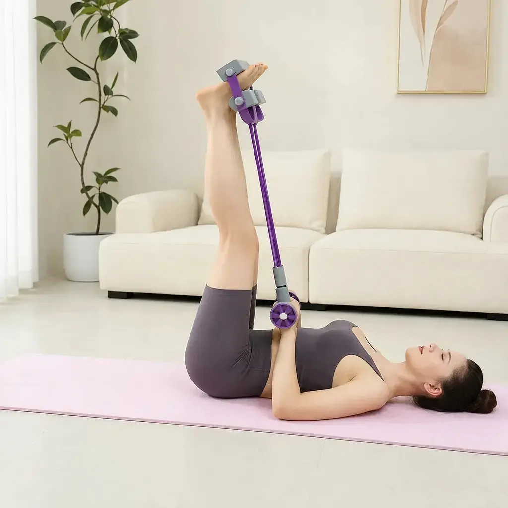 Фитнес эспандер 3 в 1 для тренировок Pedal Puller з роликом 52 х 25 х 7,5 см 4 посилені трубки - фото 4