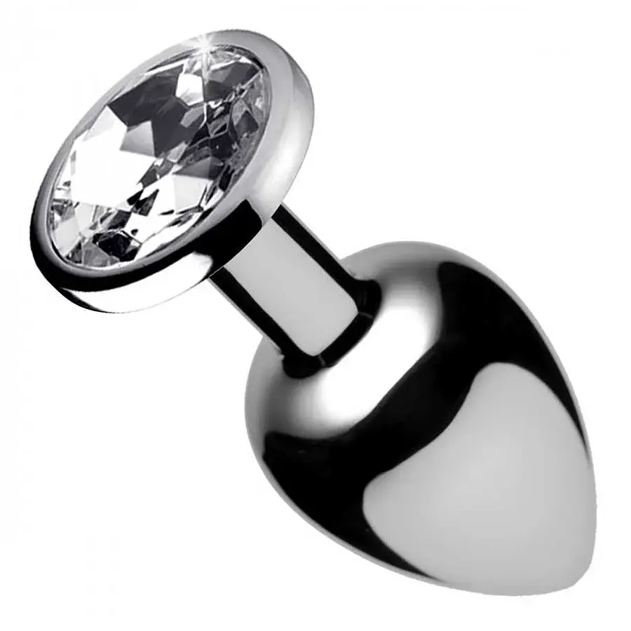 Анальна пробка Fantasy Silver Butt Plug Diamond L 9 см (білий) - фото 5