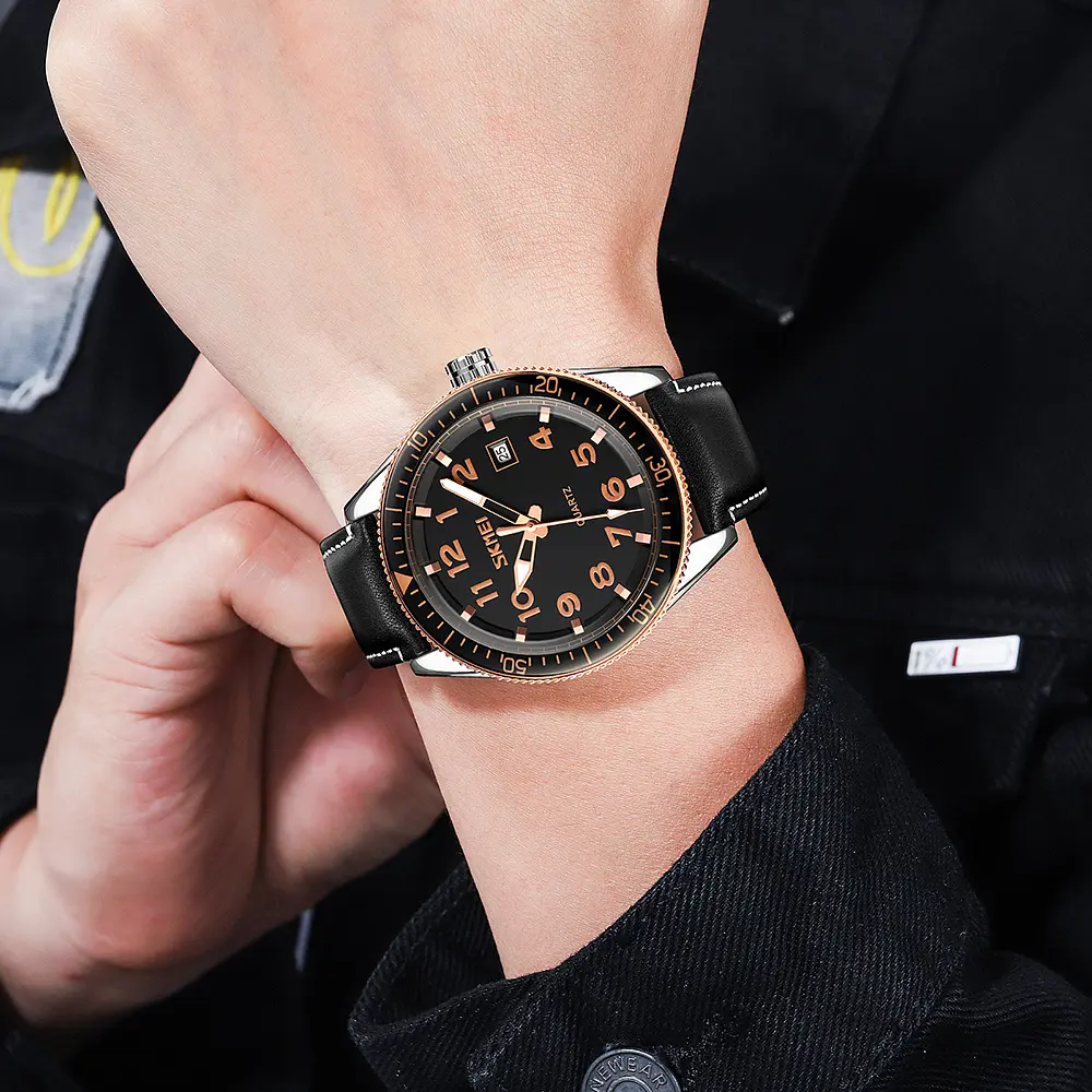 Наручний годинник чоловічий 9232LRGBK Rose-Gold Black Leather Skmei acs0029859 - фото 4