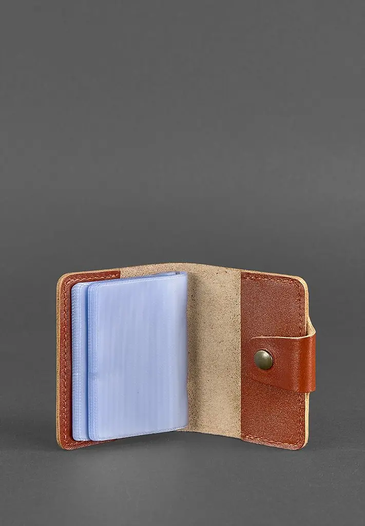 Шкіряний кард-кейс 7.1 (Книжечка) світло-коричневий - фото 4