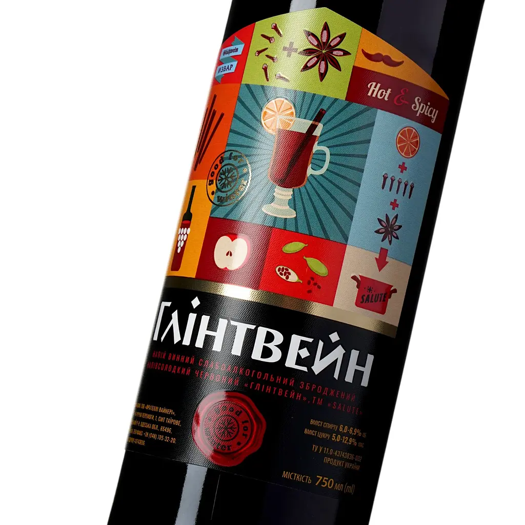 Напій винний Salute Глінтвейн слабоалкогольний зброджений напівсолодкий червоний 6-6.9% 0.75 л - фото 5