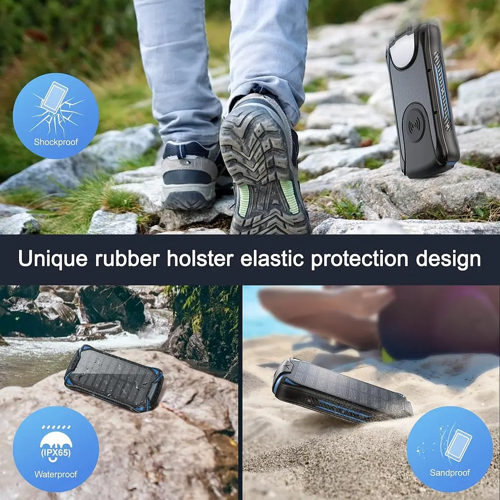 Солнечное зарядное устройство S18 Ver Wireless Charging 30000mAh (3 входа + 3 выхода) + фонарь - фото 3