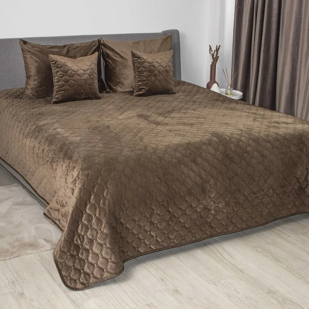 Покривало ТЕП Velour Ромб круглий Coffee 150x210 см кавовий (4-00515_33942)