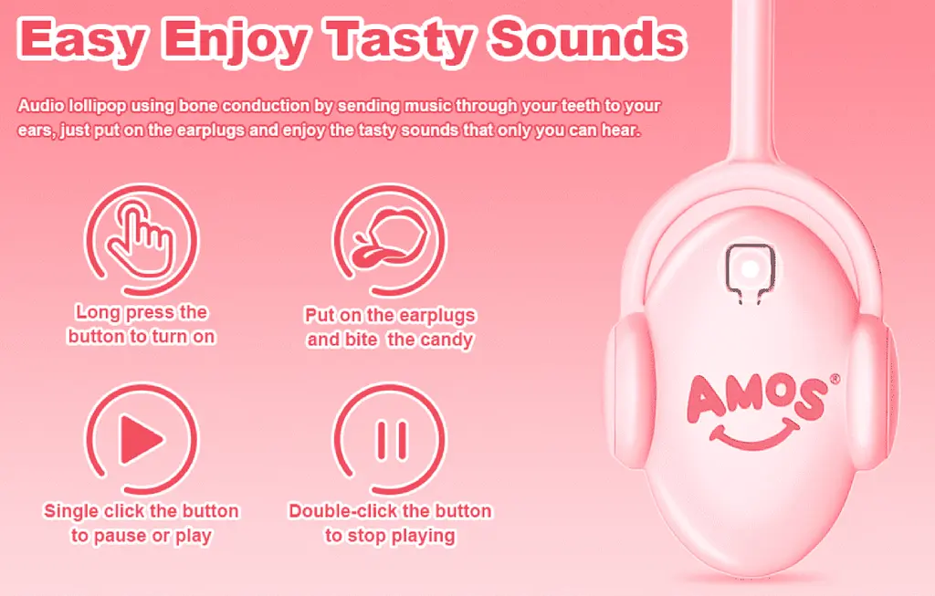 Льодяник Amos Tasty Sounds Audio Lollipop Lychee Flavor 12г - фото 5