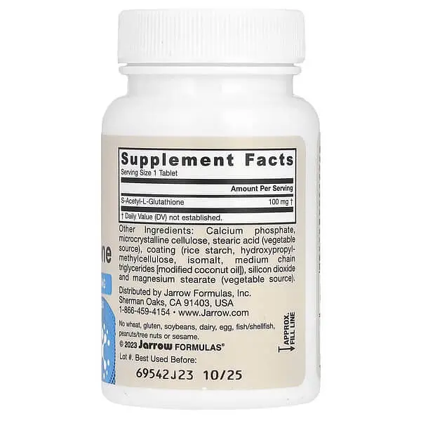 Глутатіон S-Acetyl L-Glutathione 100 mg 60 Tablets Jarrow Formulas vit0006138 - фото 2