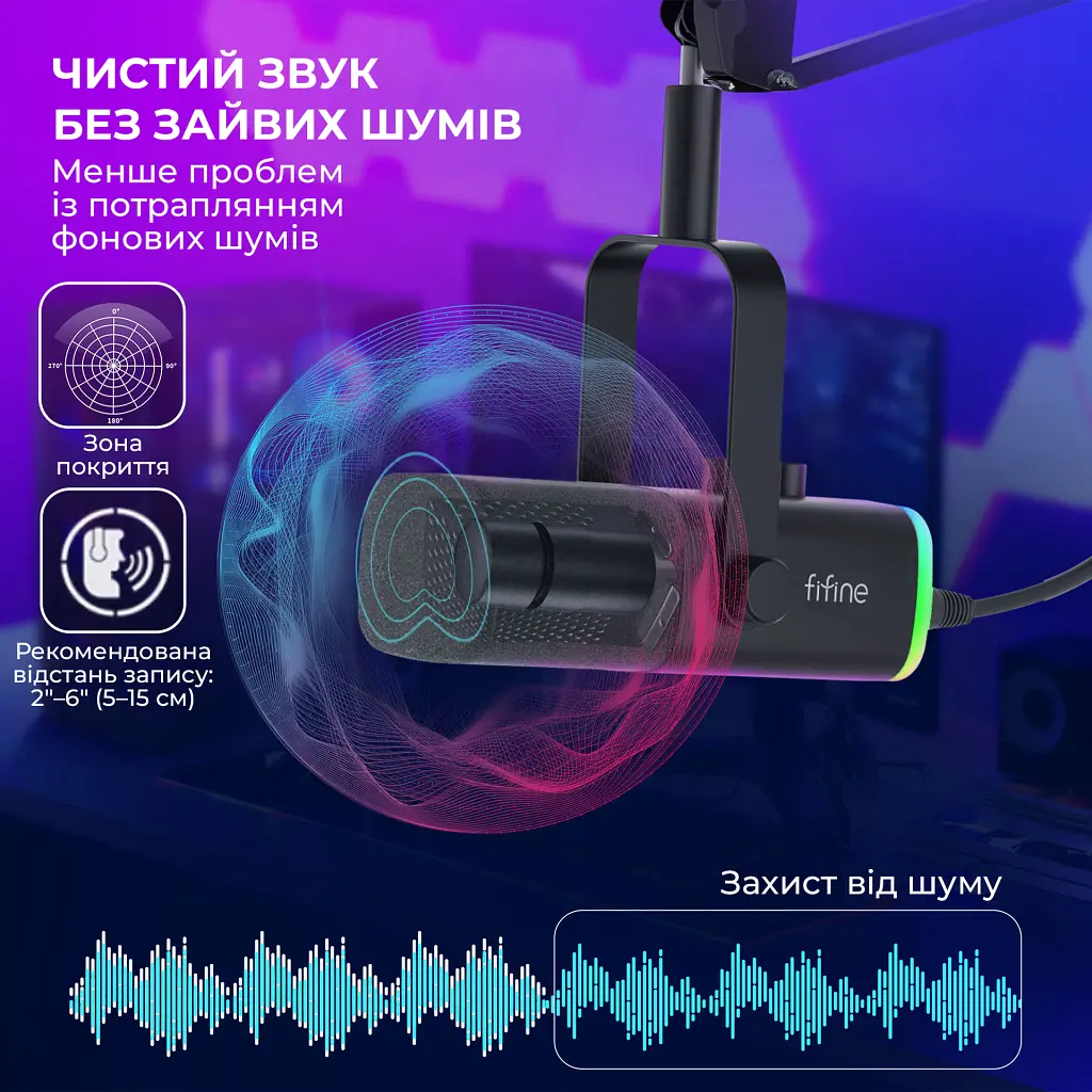 Мікрофон Fifine AM8T USB Black (AM8T) - фото 5