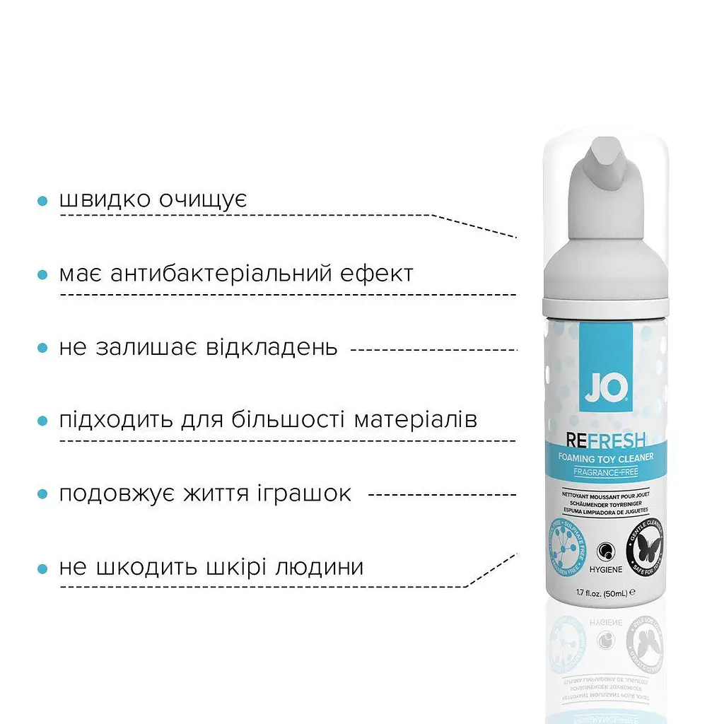 Мʼяка пінка для очистки іграшок System Jo Refresh дезінфікуюча, 50 мл. Надійна чистота та безпека для ваших іграшок - фото 4