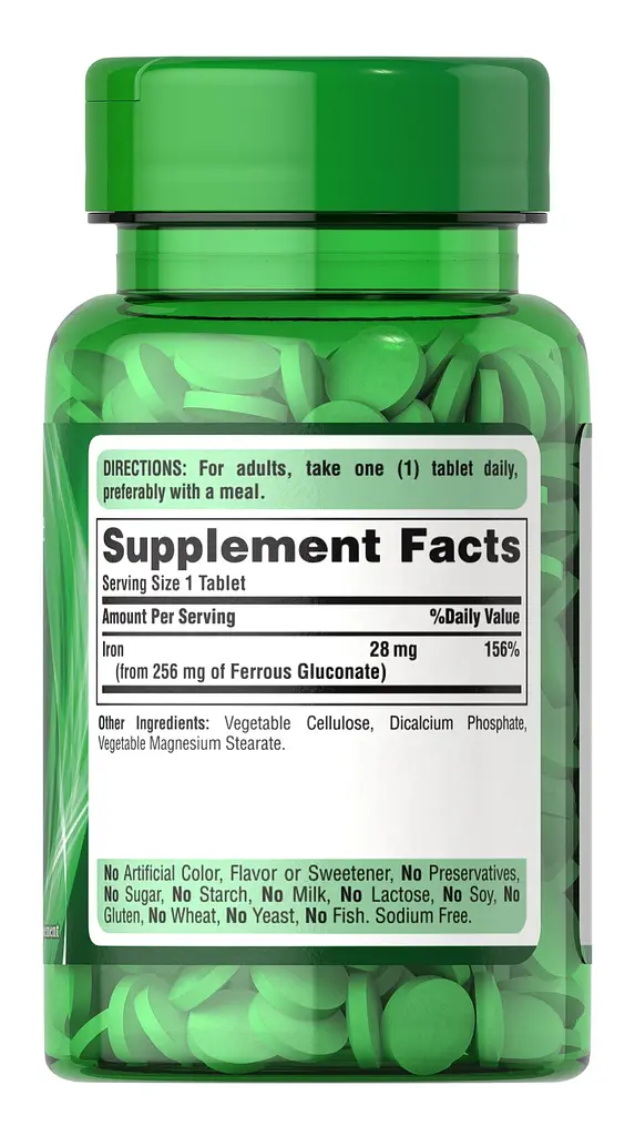 Железо Puritan's Pride Ferrous Gluconate (28 mg Iron) 100 таблеток - фото 2