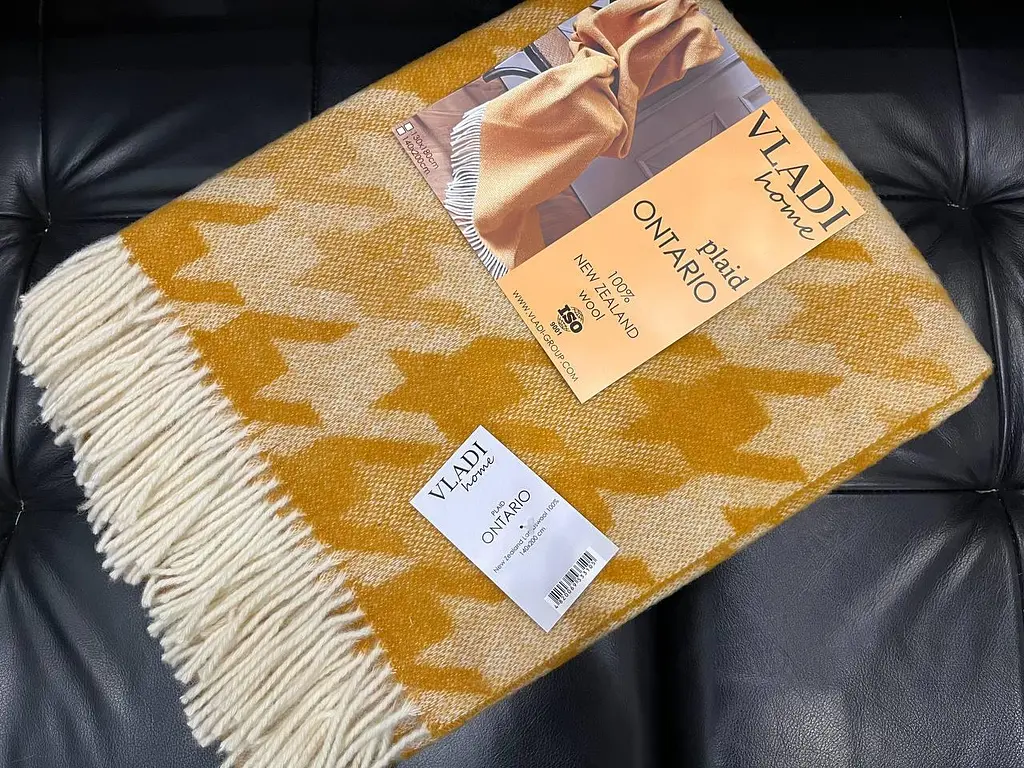 Плед вовняний Vladi 140x200 см жовто-гарячий гірчичний із новозеландської вовни (24615) - фото 6