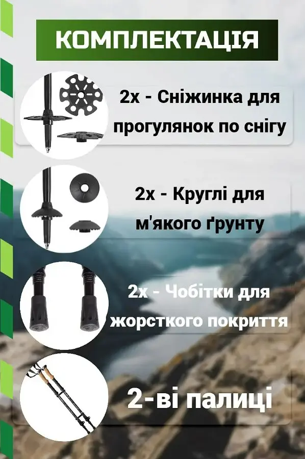 Трекінгові палиці PowerPlay 9107 Friluftsliv Black/White 80-135 см (пара) (PP_9107_FRILUFTSLIV) - фото 6