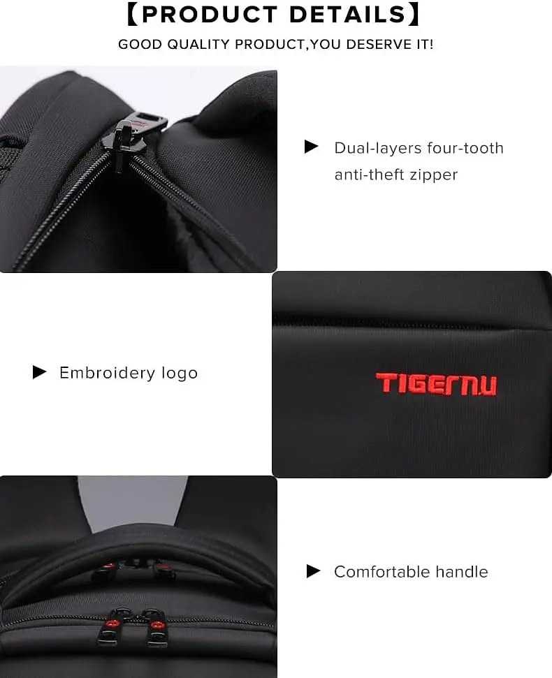 Рюкзак міський Tigernu T-B3585 з USB портом та відсіком для ноутбука 15,6" 26л Dark Gray (19387) - фото 7