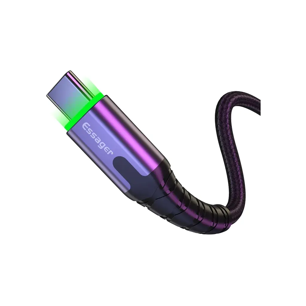 Дата кабель USB 2.0 AM to USB-C 2.0m 3A LED black Essager (EXCT-XGA0G) - фото 2