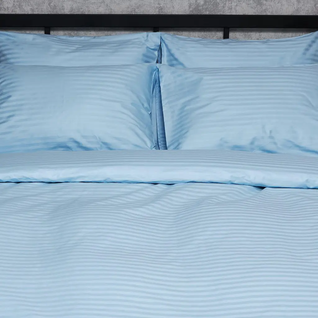 Комплект постельного белья Moon&Star Satin Stripe Ocean Calm Полуторні 143х210 наволочки 2х40х60 - фото 4