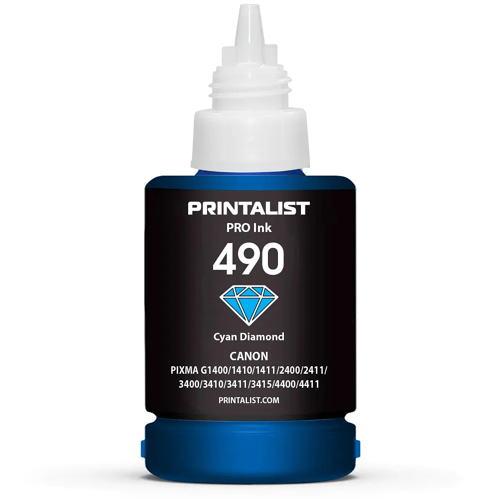 Чорнило PRINTALIST GI-490 для Canon G1400/G2400/G3400 140г Cyan водорозчинне (PL490C) - фото 3