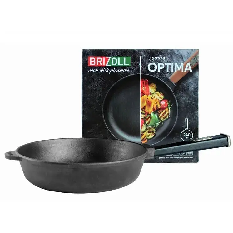 Cковорода Brizoll Optima-Black чугунная с ручкой 24х6 см (O2460-P1) - фото 3