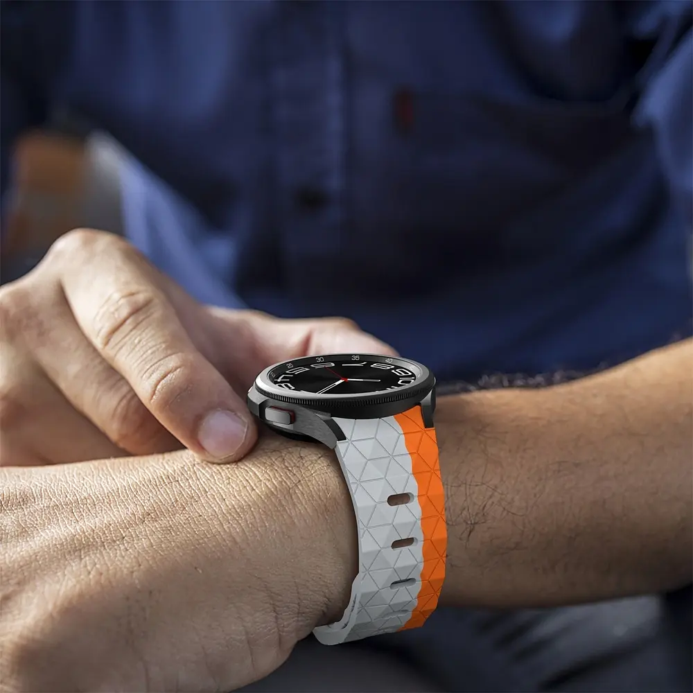 Ремінець силіконовий Samsung Galaxy Watch 4 5 6 7 BeWatch Помаранчево-білий (0140301) - фото 6