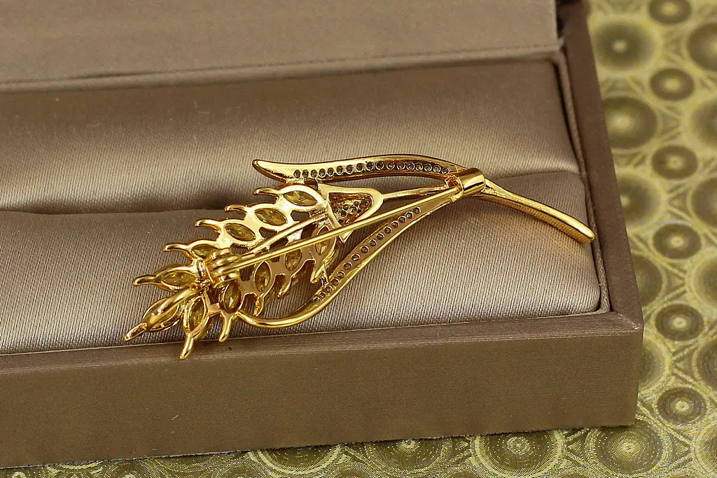 Брошка Xuping Jewelry колосок 5 см лимонна - фото 2