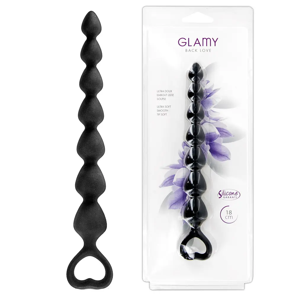 Анальні намиста Glamy Black Love 18 см (чорний) - фото 4