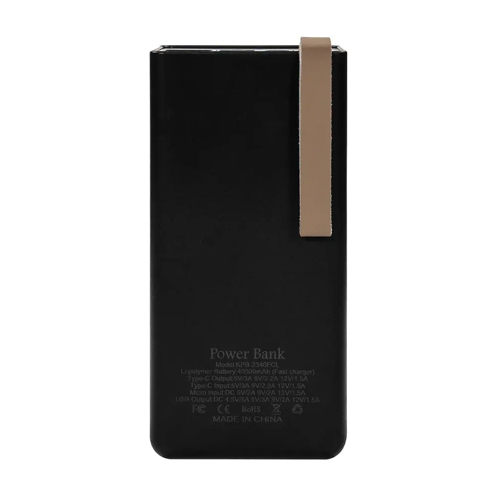 Повербанк 40000mAh Power Bank Kraft KPB-2340FCL Black 22.5W QC3.0 LED-фонарь (43-00084) - фото 3