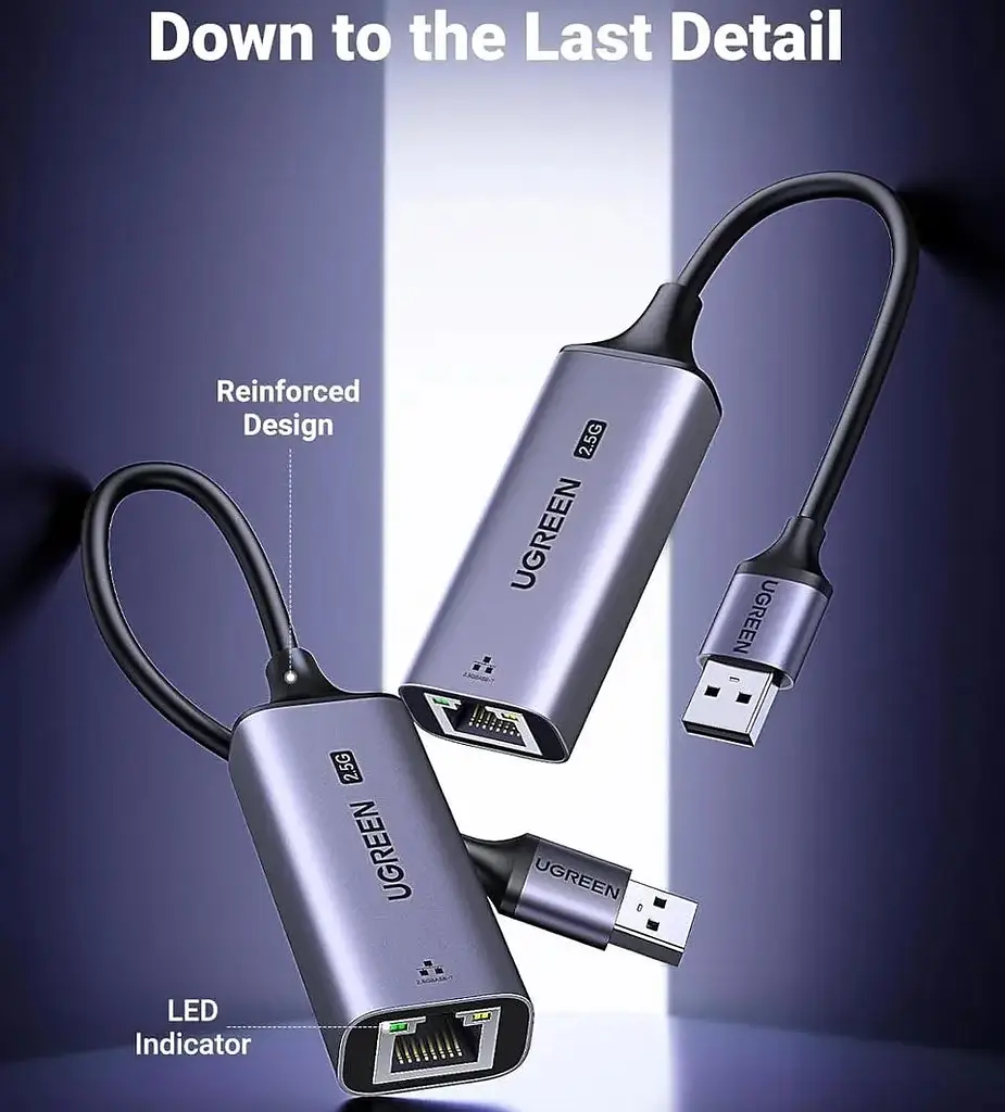 Перехідник USB 3.0 Type-A --> Ethernet RJ45 2.5Gb CM648 Ugreen чорний - фото 8