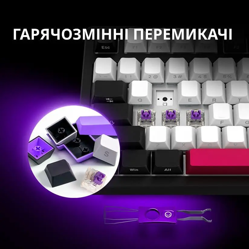 Клавіатура Lorgar KBP7075W Wireless Pro 75% Exploded Black Red EN/UA (LRG-KBP7075W-BK-US) - фото 14