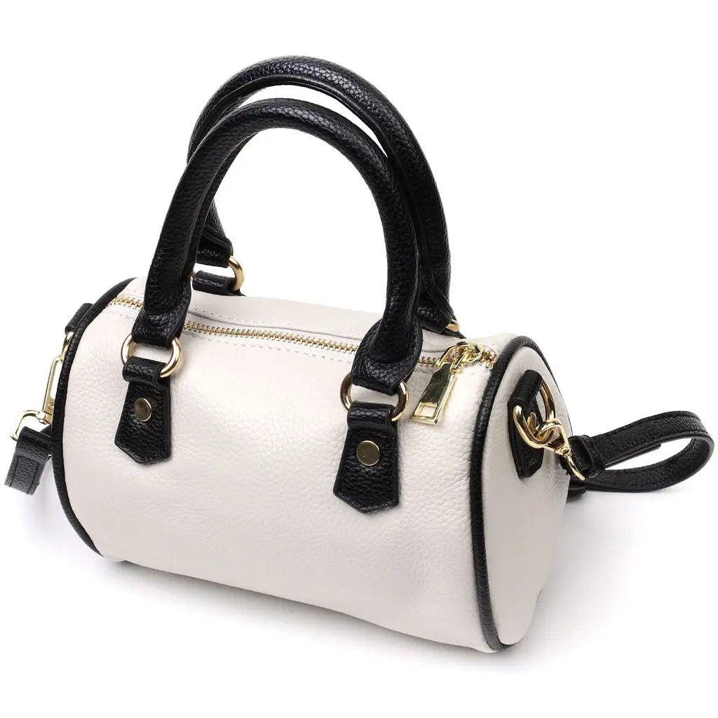 Жіноча сумка барильце з темними акцентами Vintage 22352 біла - фото 2