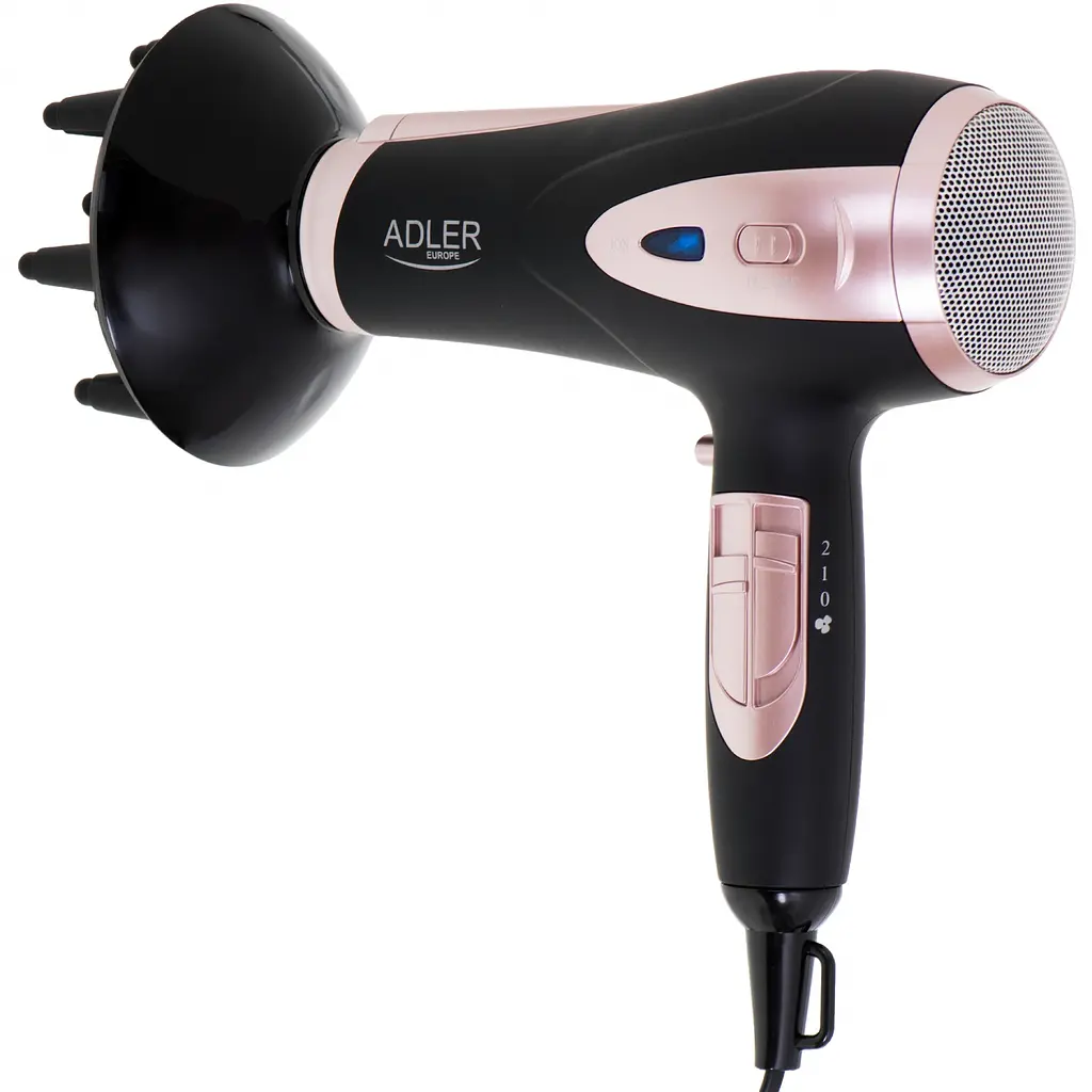Фен Adler AD 2248 black 2200Вт/ 2 скорости/ холодный обдув/ темп.режимов-3/ ионизация/ насадки - 2 шт. - фото 3