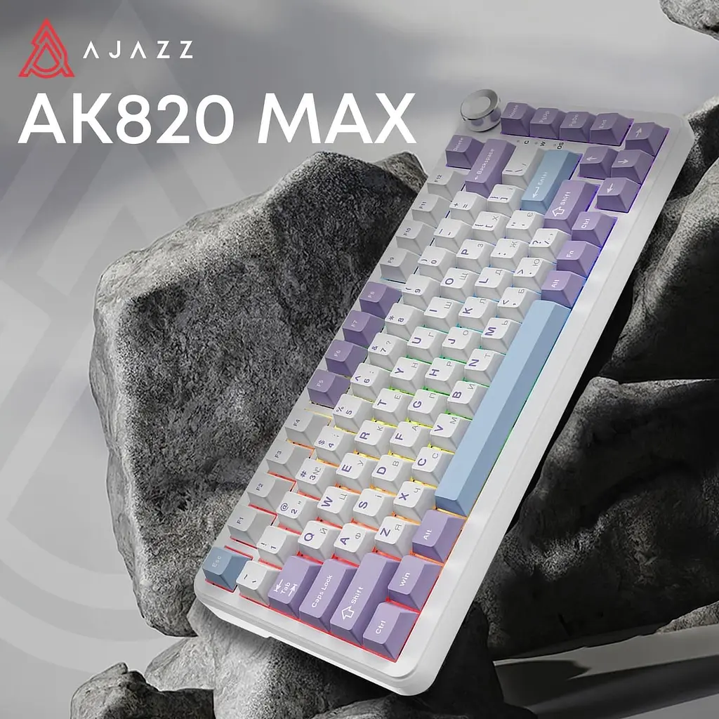 Клавіатура Ajazz AK820 MAX Magnetic switches Purple White Blue RGB (AK820MAX-WM-PWB) - фото 3