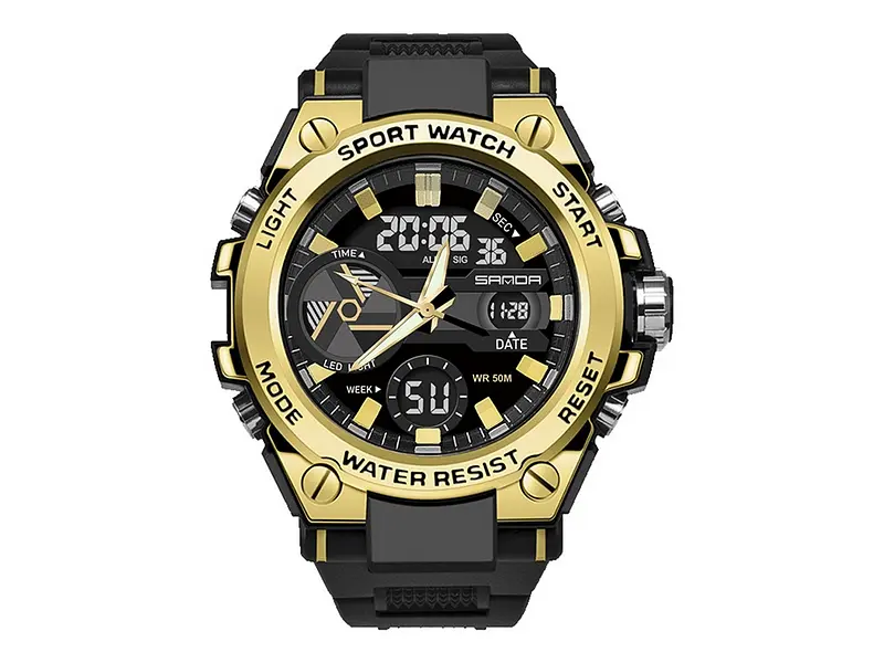 Чоловічий наручний годинник 3311 Black-Gold Sanda acs0030939 - фото 2