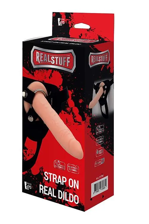 Страпон Dream Toys Realstuff Strap On Real Dildo, 20 см (тілесний) - фото 2